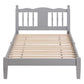 Twin Bed with Column-Decoration Headboard, with Bed Slats,Grey