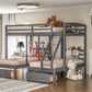 Full over Twin & Twin Bunk Bed,Triple Bunk Bed with Drawers, Gray