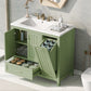 36" Bathroom Vanity with Sink, Double Door Cabinet, Large Drawer, and Flip Drawer, Green Finish