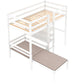 Convertible Loft Bed with L-Shape Desk, Twin Bunk Bed with Shelves and Ladder White