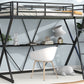 Twin Size Loft Bed with Desk Ladder and Full-Length Guardrails  X-Shaped Frame Black