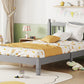 Twin Bed with Column-Decoration Headboard, with Bed Slats,Grey