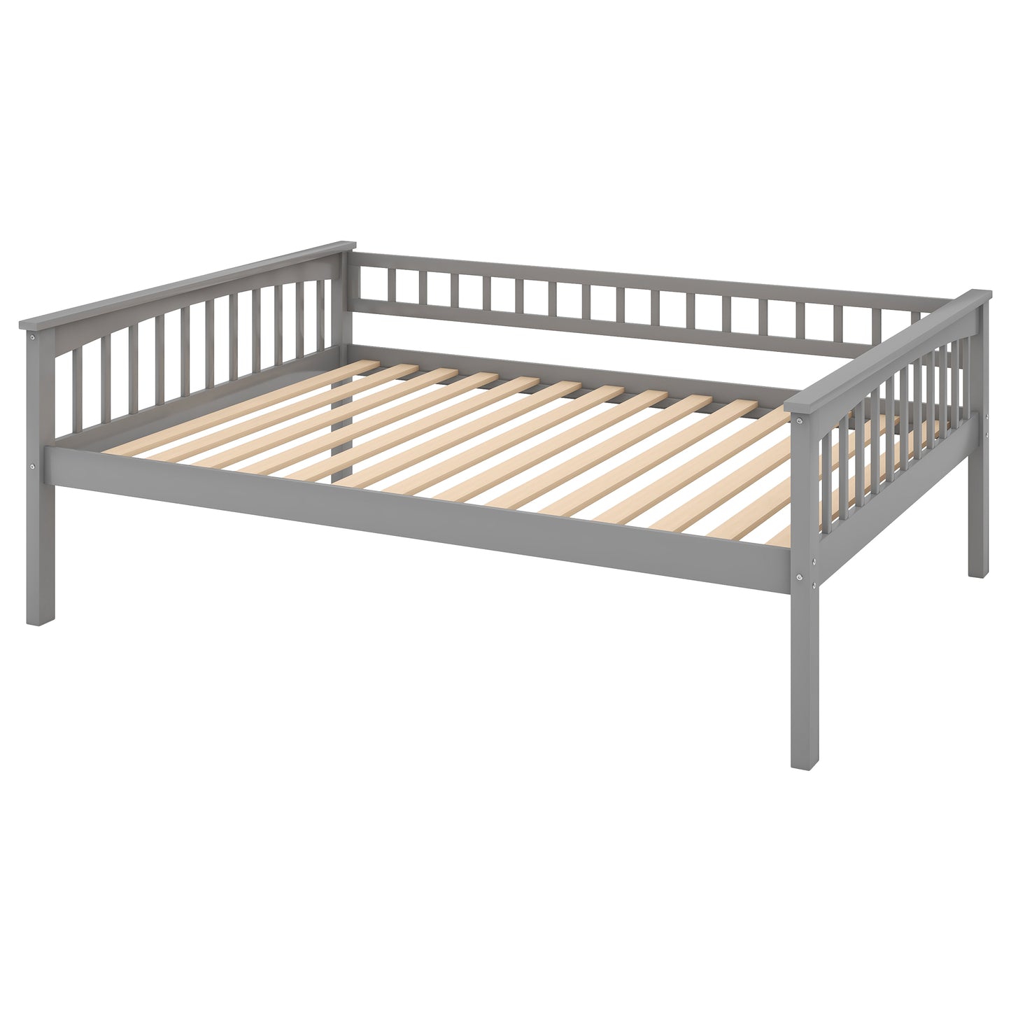 Full over Full Bunk Bed with Drawers, Convertible Beds  Gray