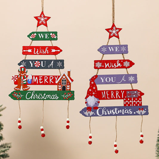 Carved Wood Ornament Set – Natural Finish