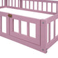 Wooden Full Size Children's Bed with Detachable Headboard and Integrated Clothes Drying Rack, Pink