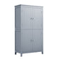 Bathroom floor storage cabinet, bathroom storage cabinet, 4-door independent cabinet, adjustable shelf, adaptive shelf, gray