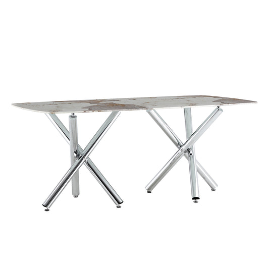 Large modern minimalist rectangular dining table suitable for 6-8 people equipped