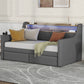 Twin Size Daybed with Storage Drawers, Upholstered Daybed with Charging Station and LED Lights, Gray