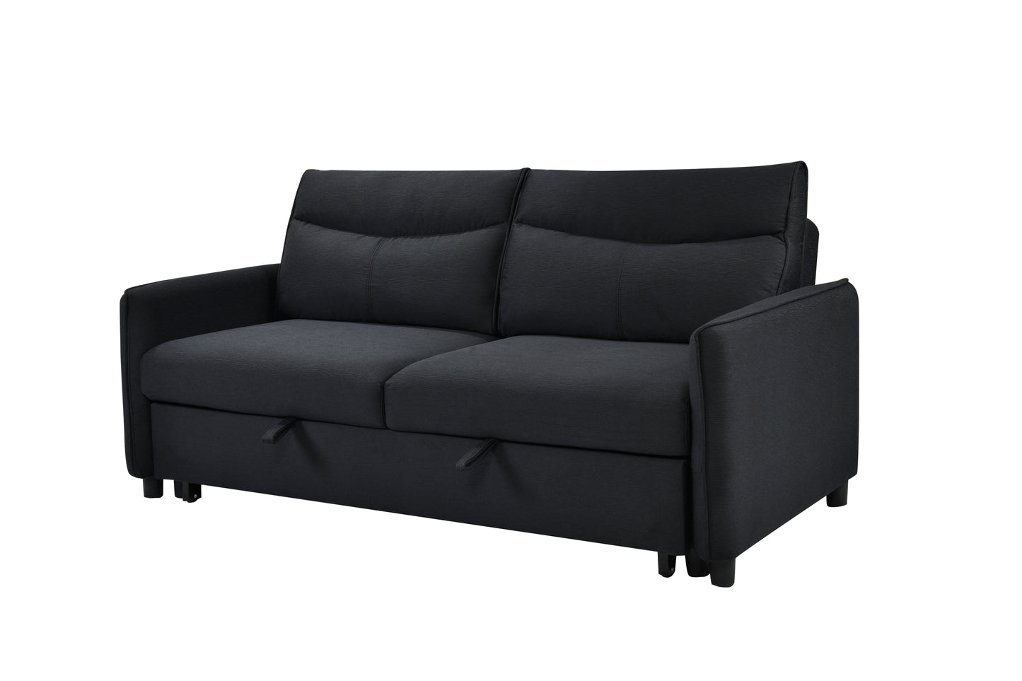 Sofá cama convertible 3 en 1, moderno sofá de dos plazas de tela con cama extraíble, perfecto para espacios pequeños, color negro