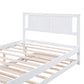 Full Size Platform Bed with Adjustable Trundle White