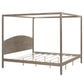 King Size Canopy Platform Bed with Headboard and Support Legs, Brown Wash