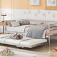 Twin Size Metal Daybed with Adjustable Trundle  Pop Up Trundle  Silver