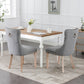 High-end Tufted Solid Wood Contemporary Flax Upholstered Linen Dining Chair with Wood Legs Nailhead Trim 2-Pcs Set Gray