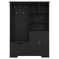 Multi-functional Hall Tree with Storage Shelves Drawers and Cabinet, Elegant Hallway Shoe Cabinet with Bench Modern Black