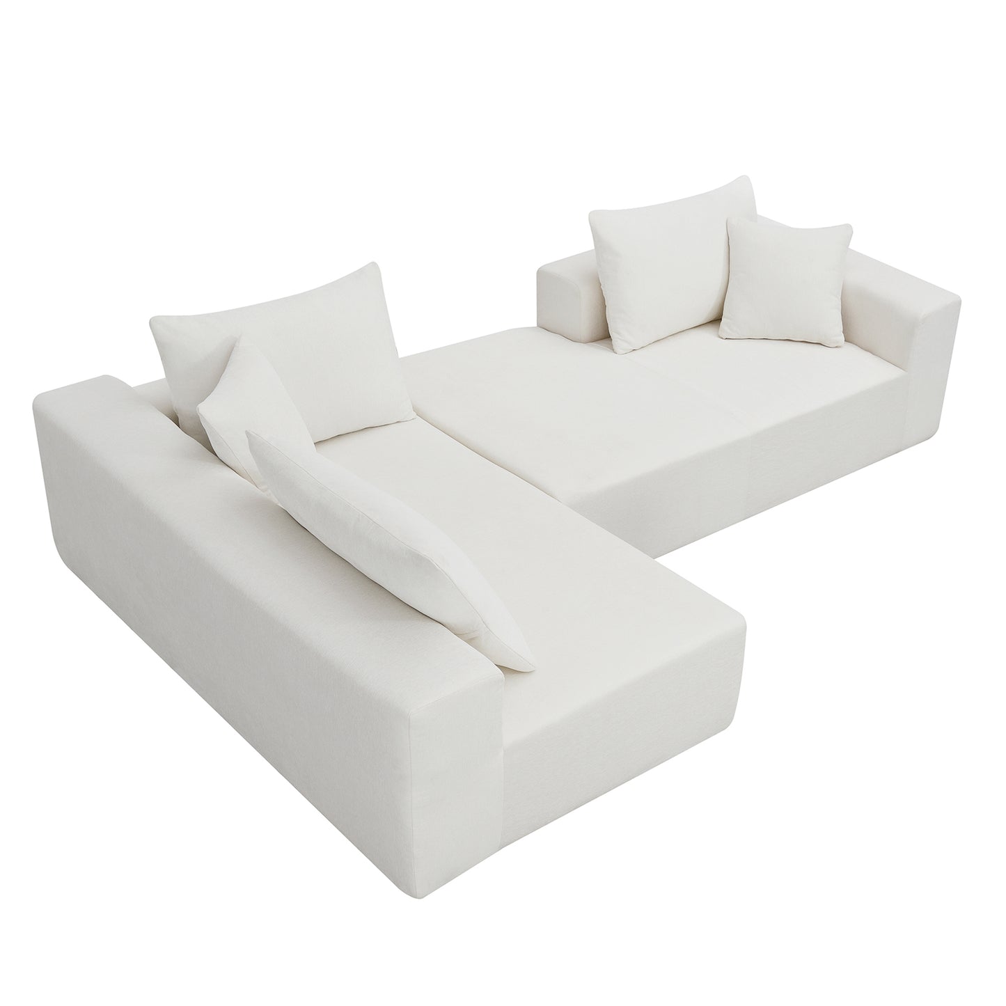 109" x 68" Modular Sectional Sofa Set, Modern Minimalist Style Couch in White