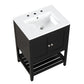 Black Modern Sleek Bathroom Vanity Elegant Ceramic Sink with Solid Wood Frame Open Style Shelf