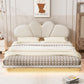 Queen Size Upholstery LED Floating Bed with PU Leather Headboard and Support Legs,Beige