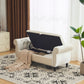 Velvet Multifunctional Storage Ottoman Bench with 1 Pillow, Stylish and Practical for Living Rooms, Beige