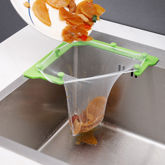 BOODUN Kitchen Leftovers Sink Triangular Drain Rack Disposable Punch-Free Residue Sewer Filter Rack