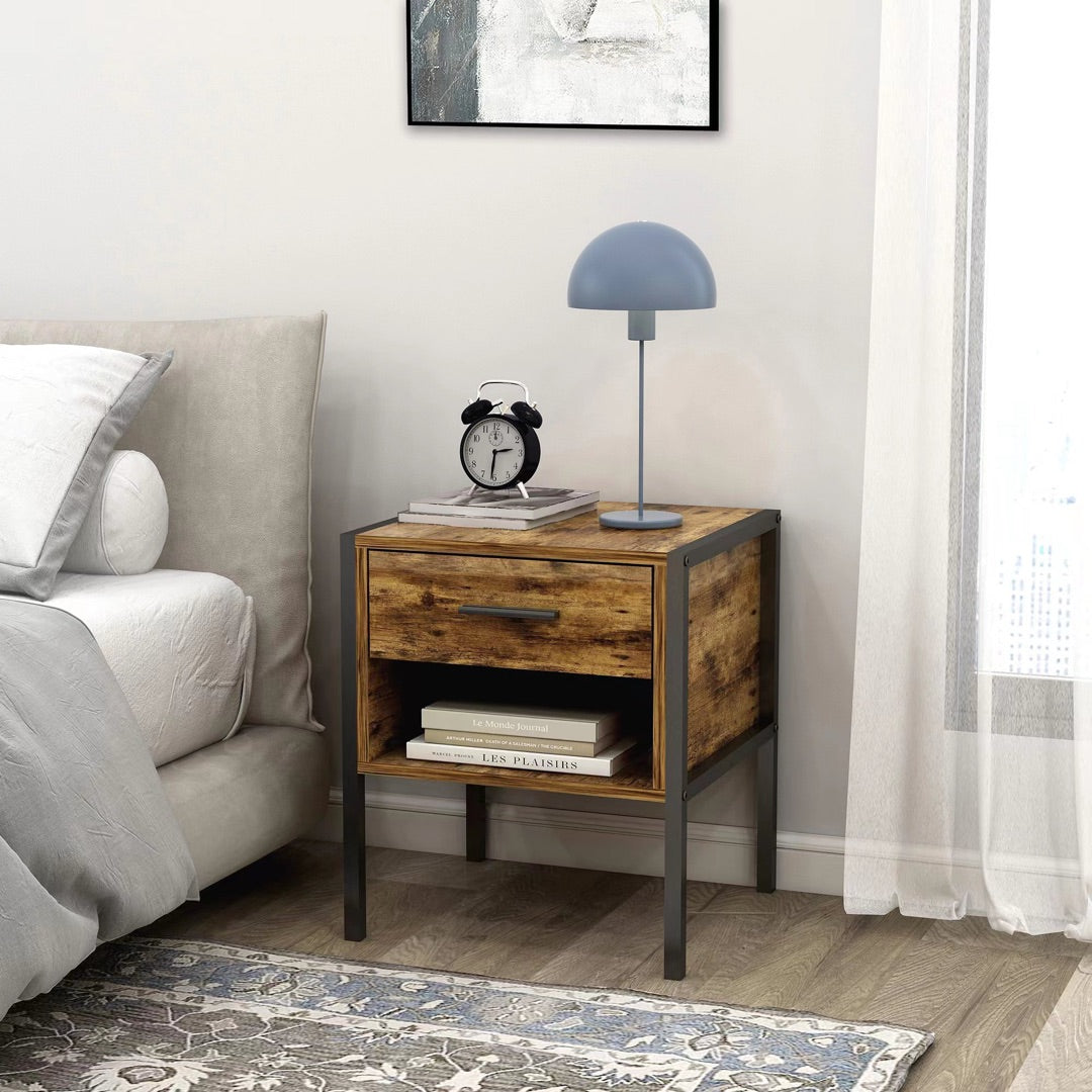 Set of 2 pcs nightstand industrial style