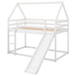 Twin Size Bunk House Bed with Slide and Ladder White