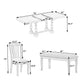 Traditional 6-Piece Trestle Extendable Dining Table Set with Removable Leaf, Padded Chairs, and Bench, Distressed White