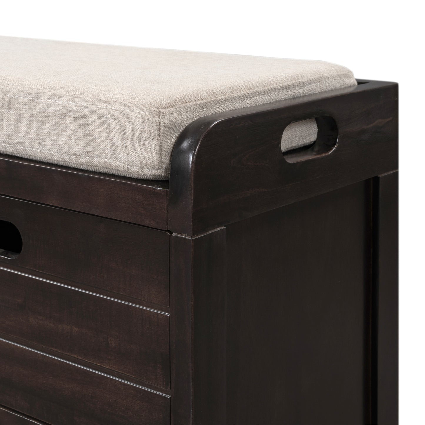 TREXM Storage Bench with Removable Basket and 2 Drawers, Fully Assembled Shoe Bench in Espresso Finish