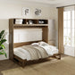 Full Size Murphy Bed with Wardrobe, Drawers, and Open Shelves, Antique Grey Finish for Functional Bedrooms