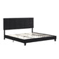 King Size Upholstered Platform Bed Frame with Linen Fabric Headboard BLACK