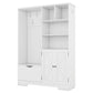 Multi-functional Hall Tree with Storage Shelves Drawers Cabinet Elegant Hallway Shoe Cabinet with Bench Modern Coat Rack White