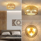 Boho Light Fixtures Ceiling Mount 3-Light Farmhouse Rattan Ceiling Light Fixture Flush Mount Ceiling Light with Hand-Woven Shade