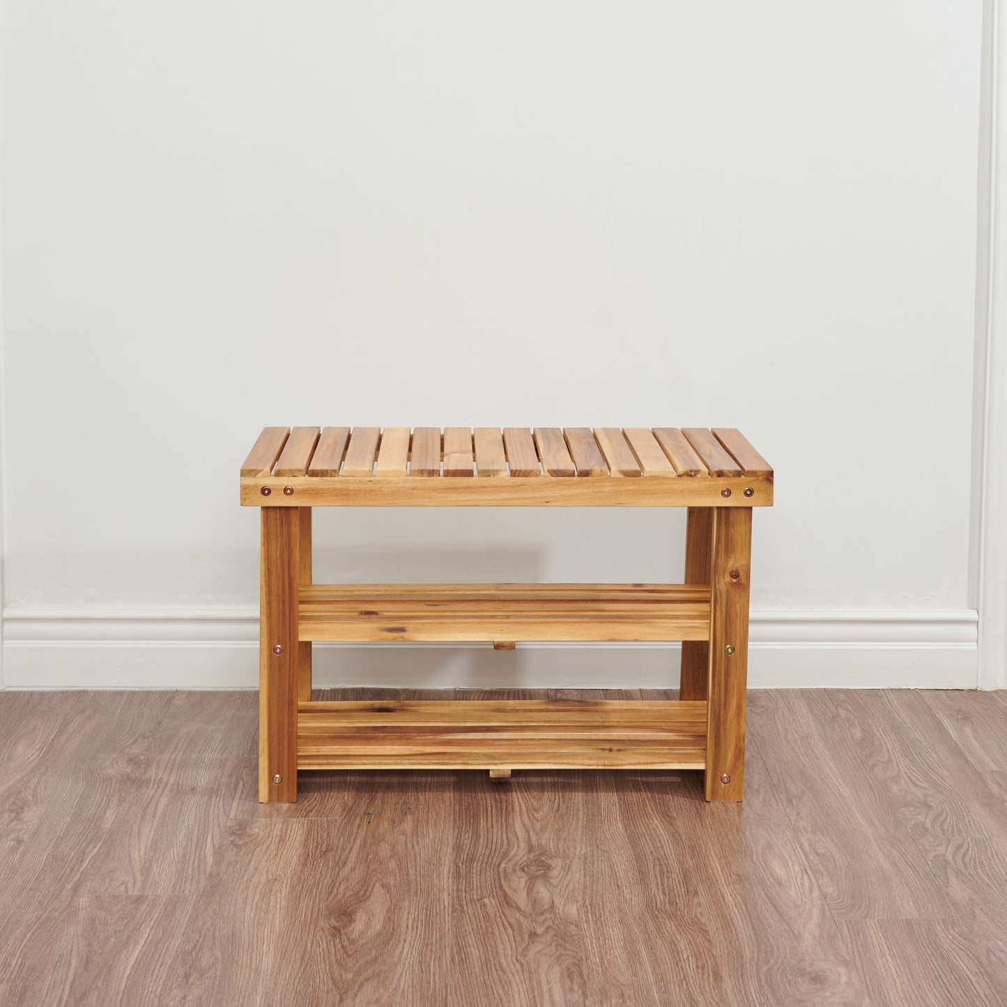 Acacia Wood Shoe Rack Bench Strong Weight Bearing Upto 200 LBS Best Ideas For Entryway Frontdoor Bathroom, Natural Color.