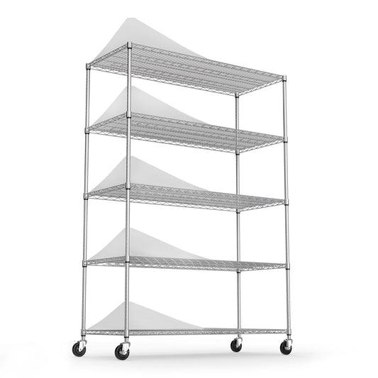 5 Tier 6000lbs Heavy Duty Adjustable Storage Rack Metal Shelf Wire Shelving Unit Chrome