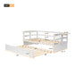 win Size Daybed with Trundle and Foldable Shelves on Both Sides White