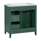 30" Bathroom Vanity with Sink Top, Solid Wood Cabinet with Door and Two Drawers, Green