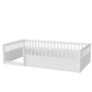 Twin Floor Bed Frame with Fence, Wood Kids Floor Beds Frame for Bedroom Playroom,White