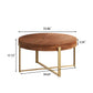 Modern Retro Splicing Round Coffee Table Fir Wood Table Top with Gold Cross Legs Base(Same SKU:W757126236)