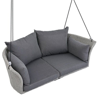 Hanging Swing Chair with Ropes Wicker Cushion