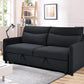 3-in-1 Convertible Sleeper Sofa Bed, Modern Fabric Loveseat with Pullout Bed, Perfect for Small Spaces, Black