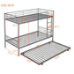 Twin-Over-Twin Metal Bunk Bed With Trundle Can be Divided into two beds No Box Spring needed White