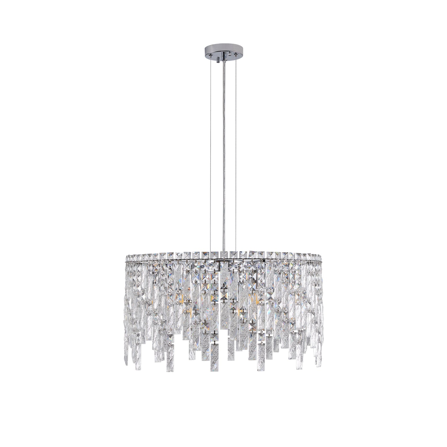 Deluxe round silver crystal chandelier, modern rectangular chandelier (excluding light bulbs)