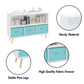 Kids bookcase with Collapsible Fabric Drawers Children's Book Display Toy Storage Cabinet Organizer White/Blue