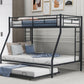 Twin over Full Bed with Sturdy Steel Frame Bunk Bed with Twin Size Trundle  Two-Side Ladders  Black