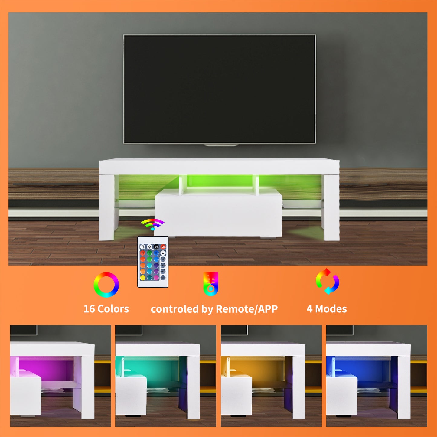 TV stand with Storage 43 inch LED Modern TV Media Console Entertainment Center with Drawer TV cabinet for Living Room Bedroom