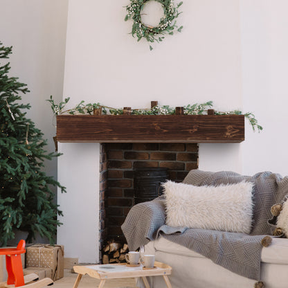 48-Inch Rustic Wood Floating Fireplace Mantel Brown