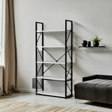 5-Tier Bookshelf, Freestanding White Book Shelf Modern Minimalist Open Display Storage Book Shelves Standing Shelving Unit White