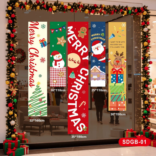 Red Santa & Snowman Banner – Holiday Display Piece
