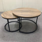 A set of nested coffee tables, 27.6-inch round coffee table, industrial wood veneer, with sturdy metal frame (brown)