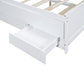 Full Size Platform Bed with Storage LED Headboard  Twin Size Trundle and 3 Drawers White