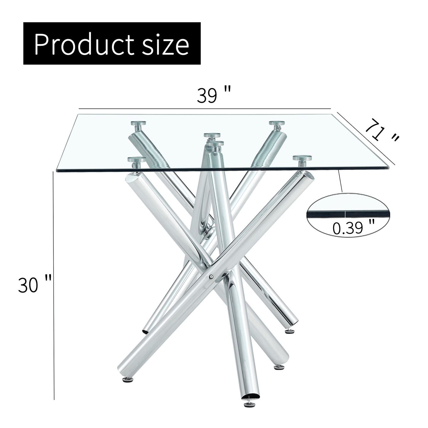 Mesa de comedor rectangular de vidrio grande, moderna y minimalista, con capacidad para 6 a 8 personas, perfecta para comedores contemporáneos